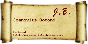 Joanovits Botond névjegykártya